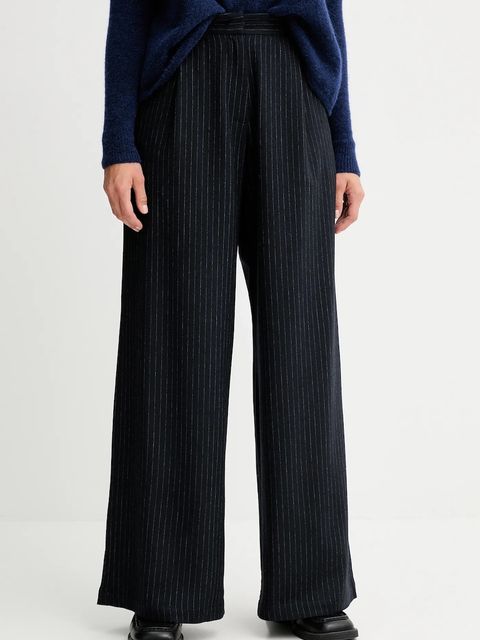 Sessun spodnie z dodatkiem wełny damskie kolor granatowy szerokie high waist 25107005 - zdjęcie produktu nr 1