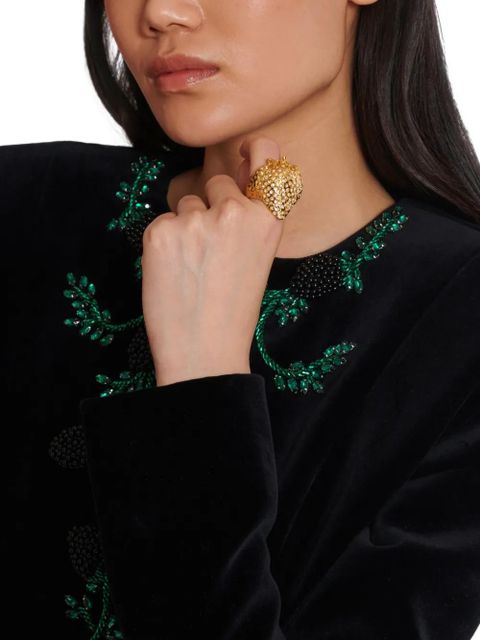 Balmain strawberry rhinestone ring - Gold