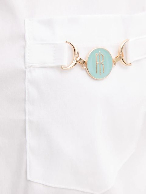 Fracomina koszula damska kolor biały relaxed z kołnierzykiem klasycznym FS25WT6007W52001