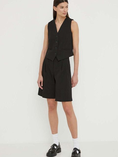 Samsoe Samsoe kamizelka SARAMONA kolor czarny jednorzędowa F24100047