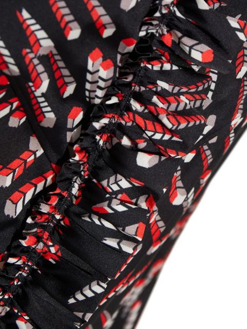 Rabanne ruffled patterned blouse - Black