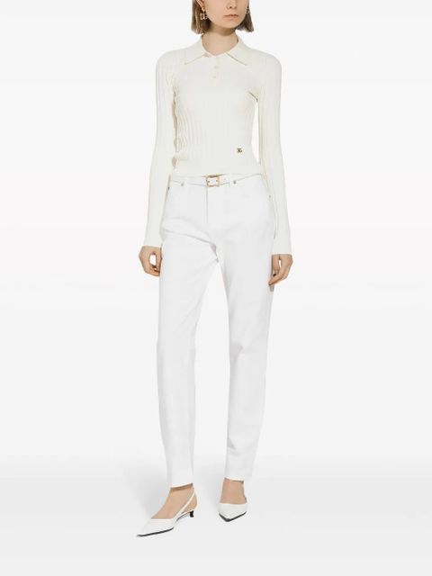 Dolce & Gabbana logo-plaque polo top - White - zdjęcie produktu nr 2