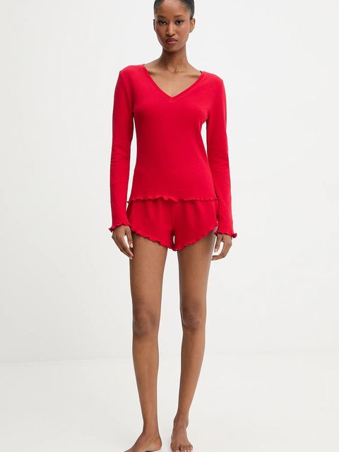 Answear Lab piżama bawełniana kolor czerwony bawełniana