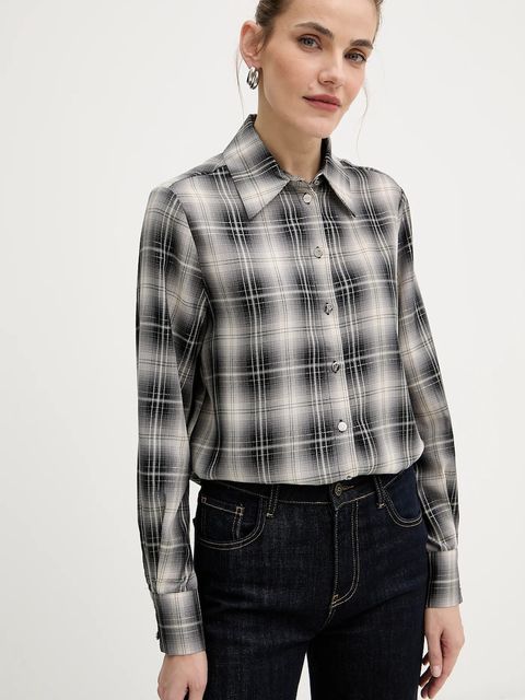 Liu Jo koszula damska kolor czarny relaxed z kołnierzykiem klasycznym MF5493 T107A