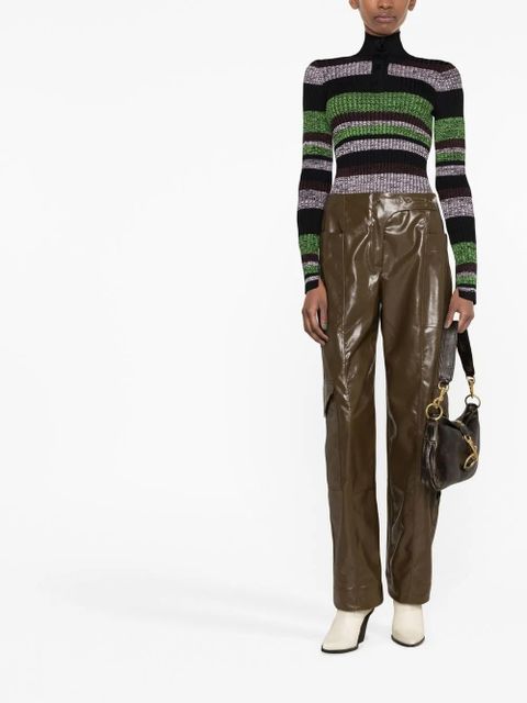 GANNI glossy faux-leather trousers - Brown - zdjęcie produktu nr 2