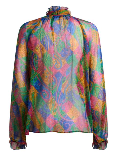 ETRO geometric paisley silk top - Green - zdjęcie produktu nr 2