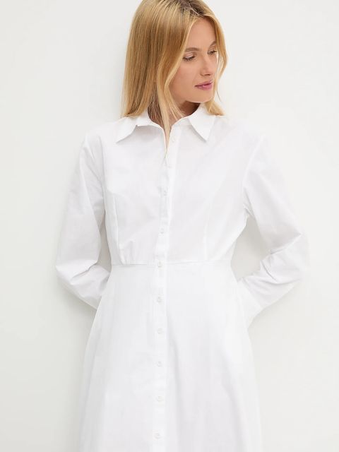 Answear.LAB sukienka bawełniana kolor biały midi rozkloszowana