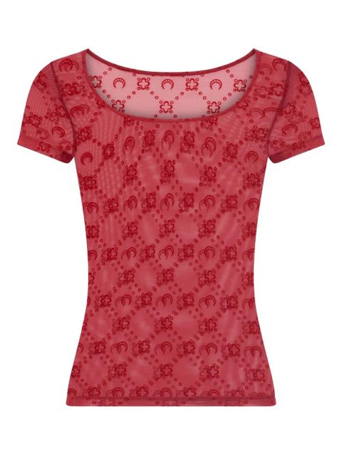 Marine Serre moonogram round-neck T-shirt - Red - zdjęcie produktu nr 1