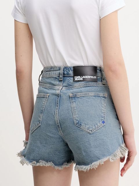 Karl Lagerfeld Jeans szorty jeansowe damskie kolor niebieski gładkie high waist A2W10088