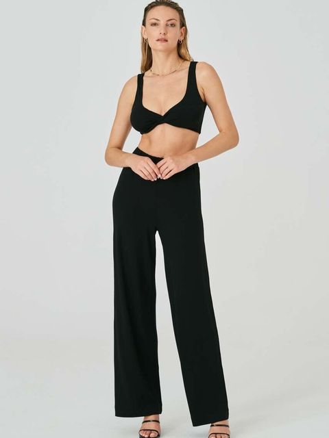 Saint Body spodnie dresowe kolor czarny szerokie high waist - zdjęcie produktu nr 2