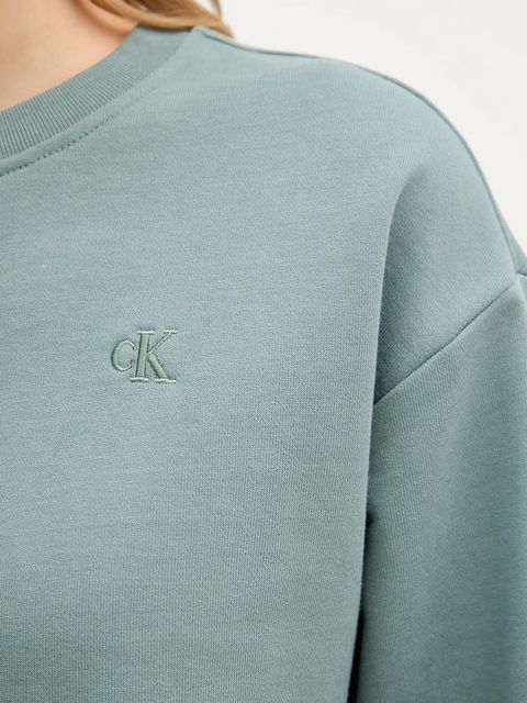 Calvin Klein Jeans bluza damska kolor turkusowy gładka LV047B236G