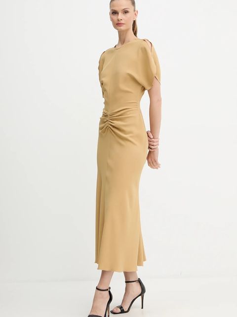 Victoria Beckham sukienka kolor beżowy midi rozkloszowana 1425WDR005227C - zdjęcie produktu nr 2