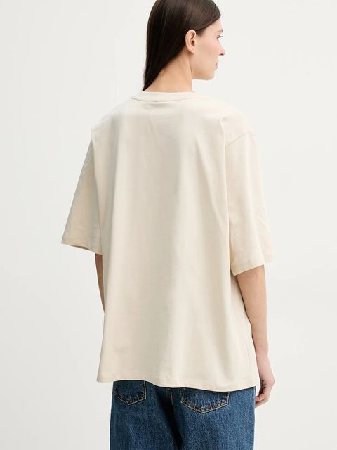 Gestuz t-shirt bawełniany damski kolor beżowy 10910075