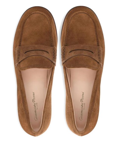 Gianvito Rossi 20mm Georgie penny-strap suede loafers - Brown