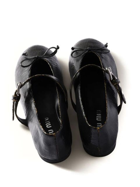 Miu Miu Crackle leather ballerinas - Brown - zdjęcie produktu nr 2