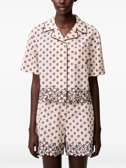 Claudie Pierlot floral-print scalloped-hem shirt - Neutrals