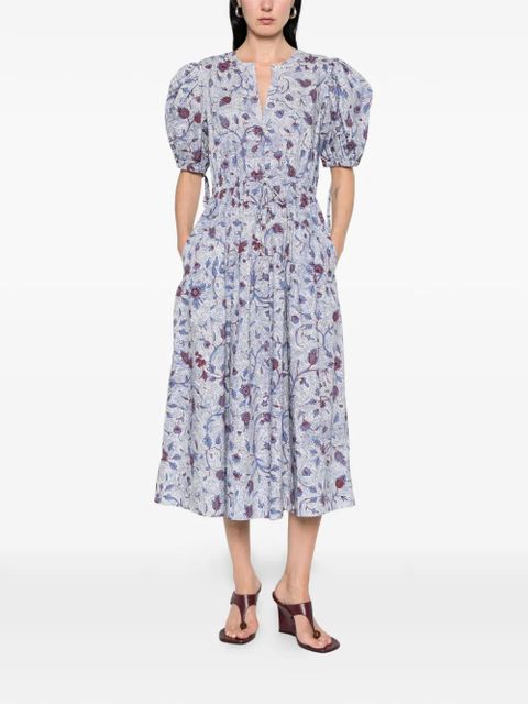 Ulla Johnson Adriana gathered floral midi dress - White - zdjęcie produktu nr 2