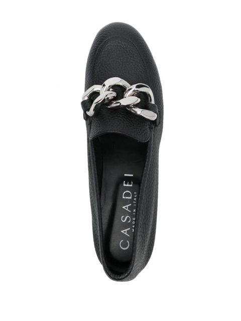 Casadei chunky chain-link leather loafers - Black