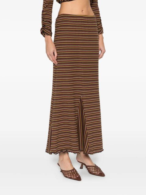 Anna Sui striped midi skirt - Brown