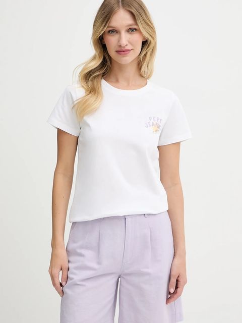 Pepe Jeans szorty lniane damskie kolor fioletowy gładkie high waist PL801198