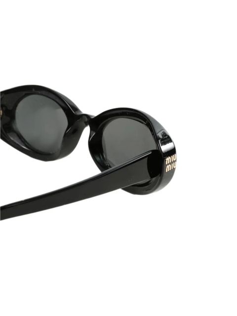 Miu Miu Eyewear logo-plaque oval-frame sunglasses - Black