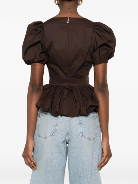ROTATE BIRGER CHRISTENSEN puff-sleeve top - Brown