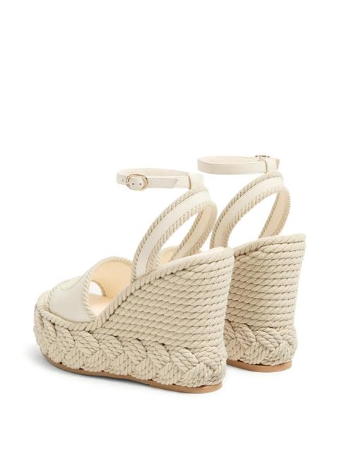 Valentino Garavani 130mm VLogo Torchon wedge sandals - White