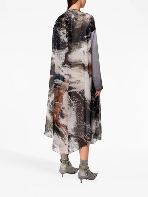 Diesel D-Lav planet-print drawstring midi dress - Black