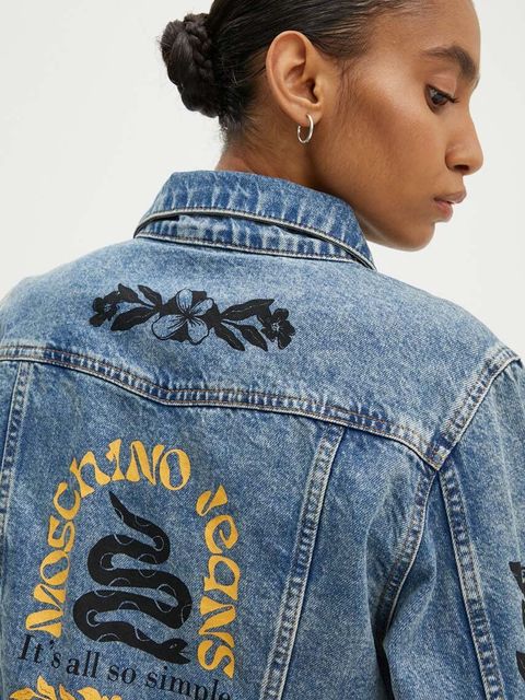 Moschino Jeans kurtka jeansowa damska kolor niebieski przejściowa 0501.8221 - zdjęcie produktu nr 1