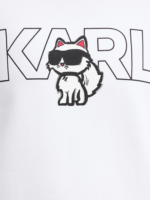 Karl Lagerfeld bluza bawełniana IKON damska kolor biały z nadrukiem A3W20056