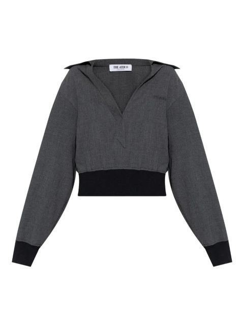 The Attico banded-cuff collared top - Grey - zdjęcie produktu nr 1