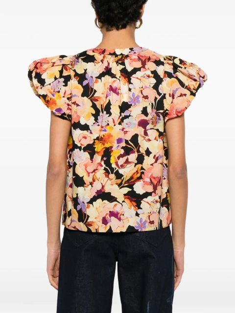 Ulla Johnson Abril SL floral-print blouse - Black