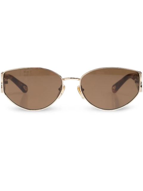 Chloé Eyewear logo-engraved oval-lens sunglasses - Brown - zdjęcie produktu nr 1