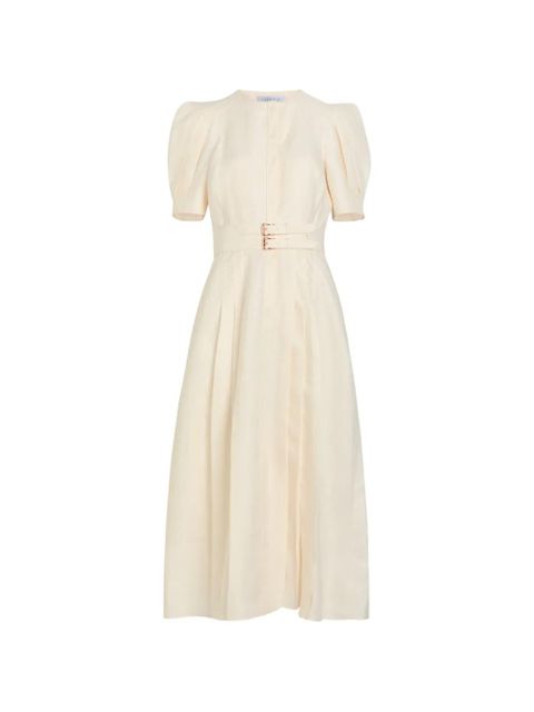 Gabriela Hearst belted puff-sleeve midi dress - Neutrals - zdjęcie produktu nr 1