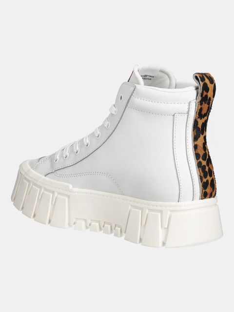 Tommy Jeans sneakersy skórzane TJW VULC FLATFORM LEOPARD damskie kolor beżowy EN0EN02858