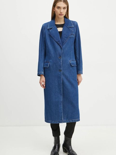 Liu Jo płaszcz jeansowy damski kolor niebieski przejściowy UF4138 DS059