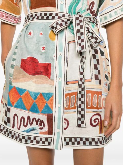 ALEMAIS Michelle abstract-print mini dress - Neutrals