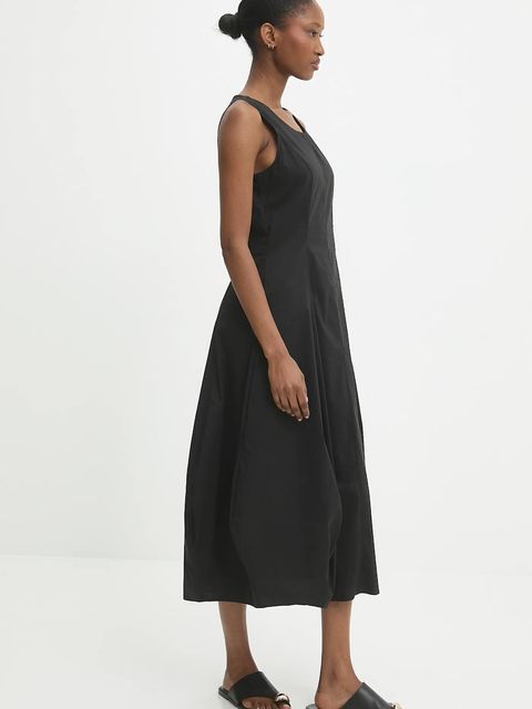 Answear.LAB sukienka kolor czarny midi rozkloszowana