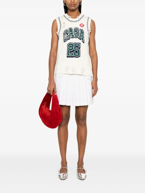 Casablanca intarsia baseball vest - White