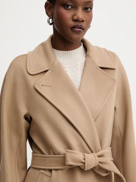 Weekend Max Mara płaszcz wełniany RESINA kolor zielony 2525016102600