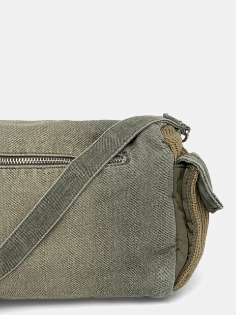 Desigual torebka jeansowa BRAVO HYBRID DENIM HAB kolor zielony 25WAXD03 - zdjęcie produktu nr 2