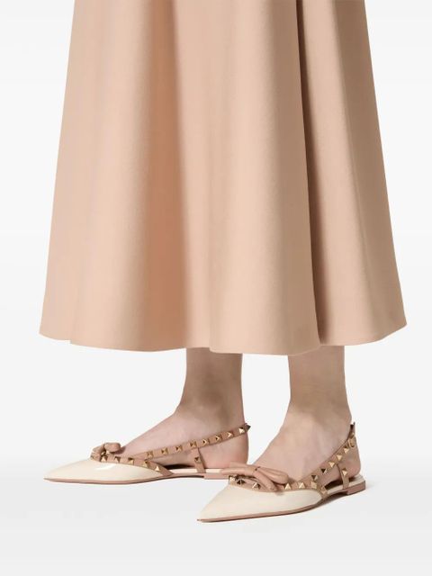 Valentino Garavani Rockstud Bow slingback ballerina shoes - Silver