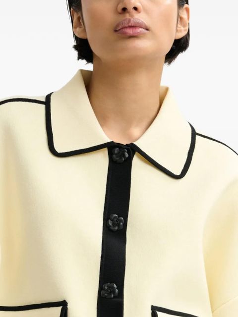 Essentiel Antwerp flower-buttons contrast-trim cardigan - Neutrals