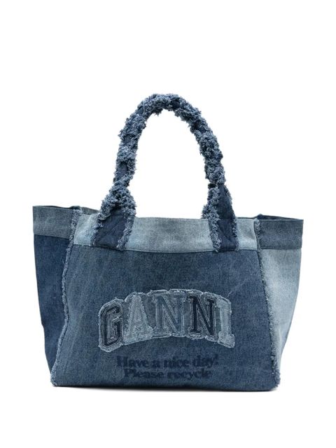GANNI patchwork frayed tote bag - Blue - zdjęcie produktu nr 1
