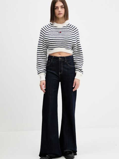 Tommy Jeans sweter z domieszką wełny damski kolor biały DW0DW21677