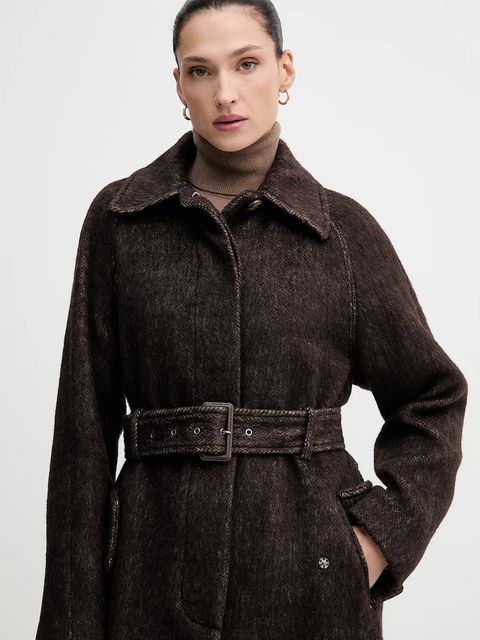 Sisley płaszcz z dodatkiem wełny kolor brązowy 21FKLN06C