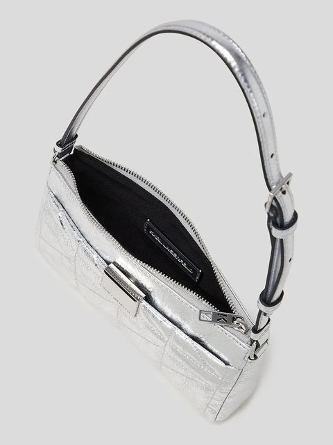 Karl Lagerfeld torebka skórzana K/KUILT kolor srebrny A3W30311