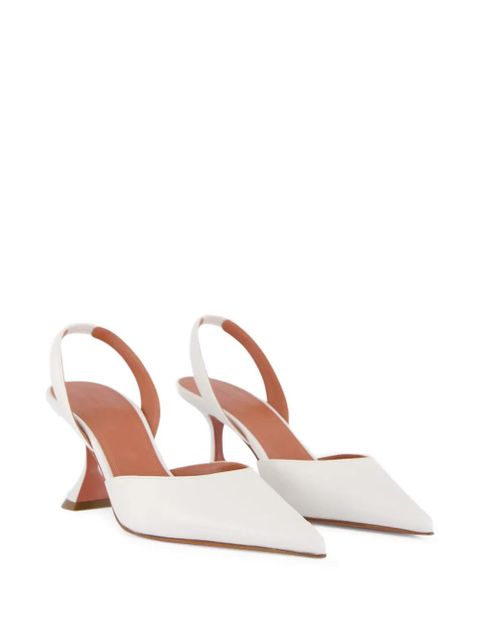 Amina Muaddi slingback-strap leather heeled pumps - White