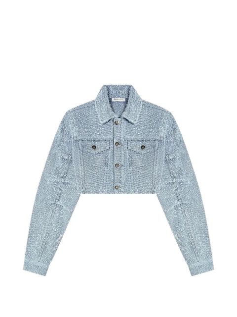 Manière De Voir Catherine cropped bouclé denim jacket - Blue - zdjęcie produktu nr 2