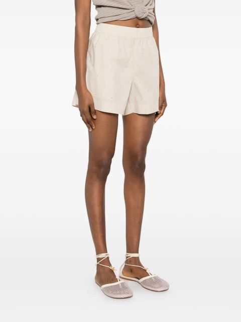 MC2 Saint Barth Meave crystal-embellished elasticated-waist shorts - Neutrals